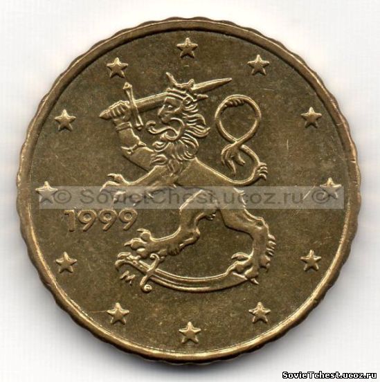 Монета 10 евроцентов 1999г. Финляндия. Европейский союз (Евро).